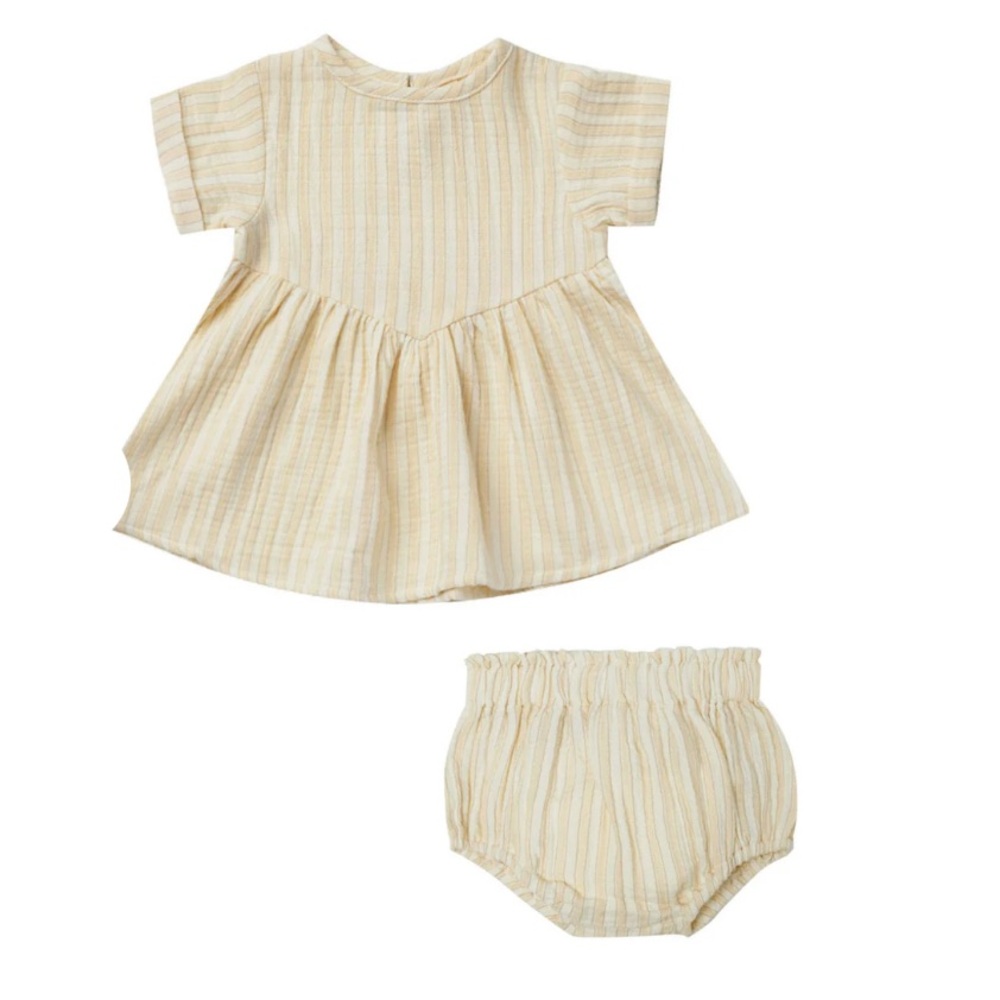 Quincy Mae Cream and Tan Striped Dress